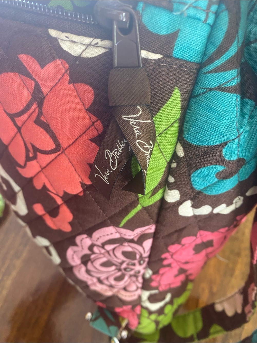 Vera Bradley Lola Floral Hobo Backpack in Brown with Pink & Teal Accents - Picture 3 of 8